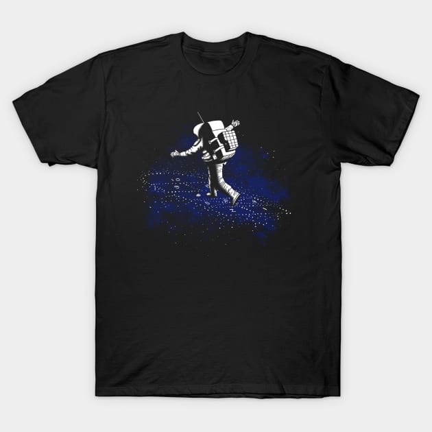 Funny Astronaut Playing Hopscotch In Space Original Art T-Shirt by Originals By Boggs